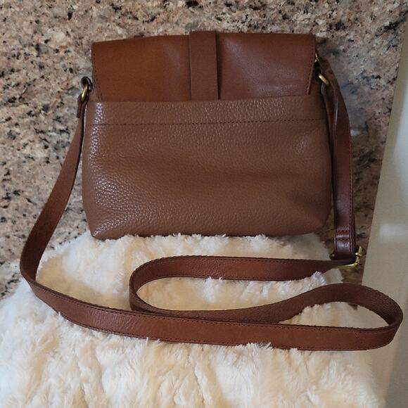 Fossil Tan Leather Crossbody Bag Shoulder Purse - Picture 5 of 16